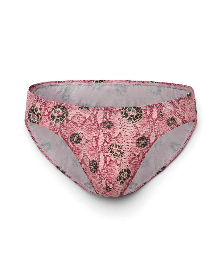 BSZN Wild Kiss Animal-Print Cutout Brief — Pink front product view.