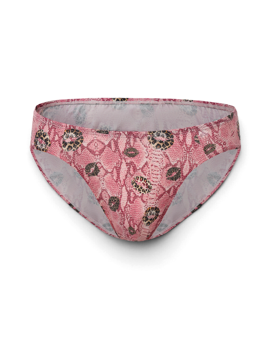 BSZN Wild Kiss Animal-Print Cutout Brief — Pink front product view.