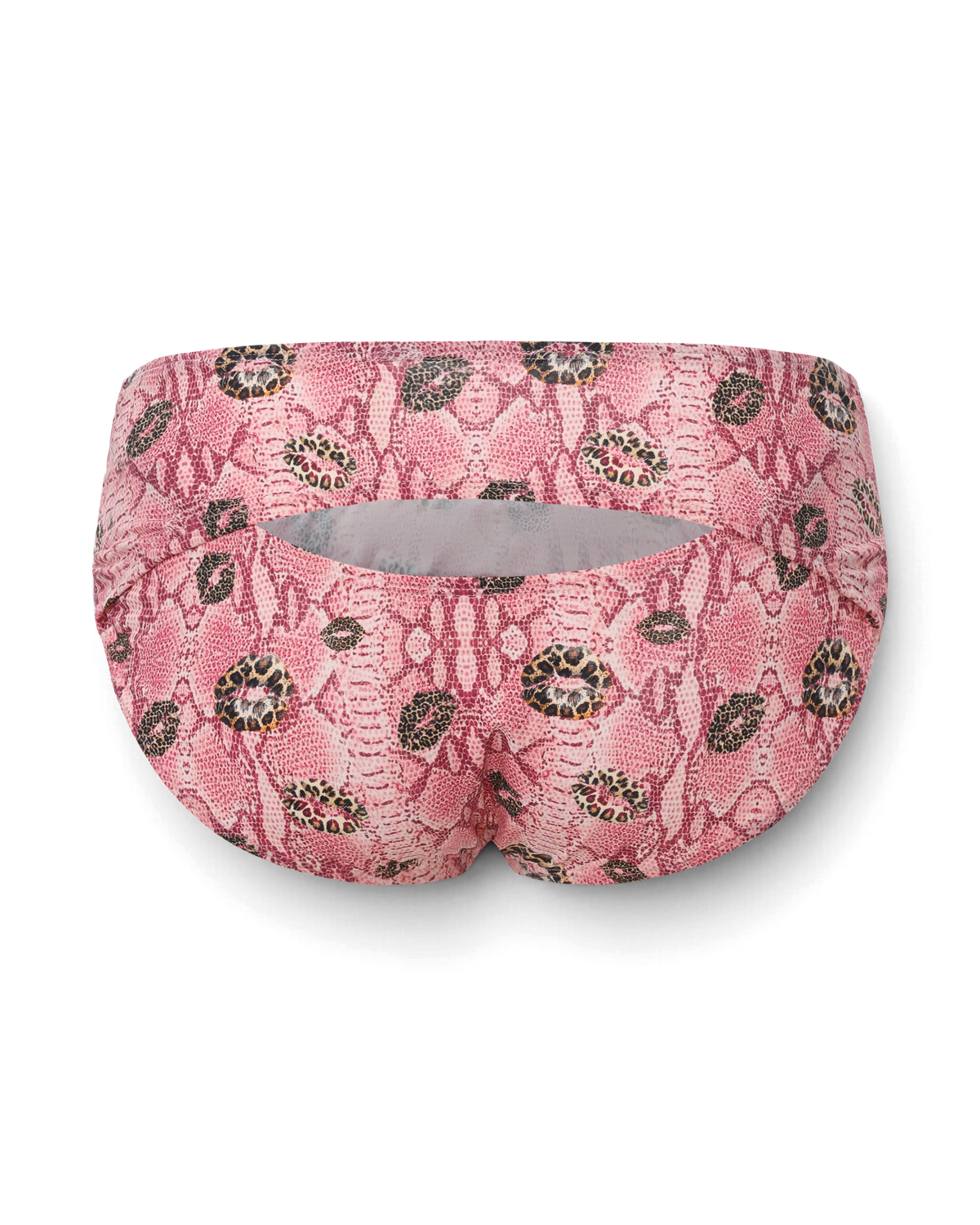 BSZN Wild Kiss Animal-Print Cutout Brief — Pink back product view.
