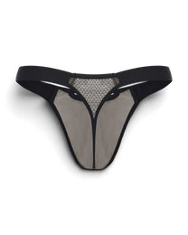 BSZN Metallic Pouch Logo Thong — Green back construction product view.