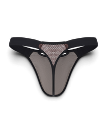 BSZN Metallic Pouch Logo Thong — Red back construction product view.