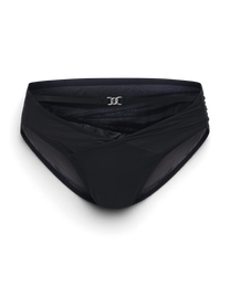 BSZN Shimmer Mesh V-Waist Chain Brief — Black front product view.