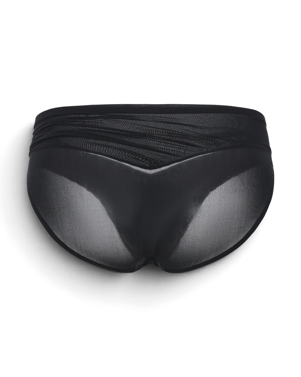 BSZN Shimmer Mesh V-Waist Chain Brief — Black sheer back product view.