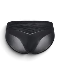 BSZN Shimmer Mesh V-Waist Chain Brief — Black sheer back product view.