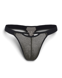 BSZN Metallic Pouch Logo Thong — Green front product view.