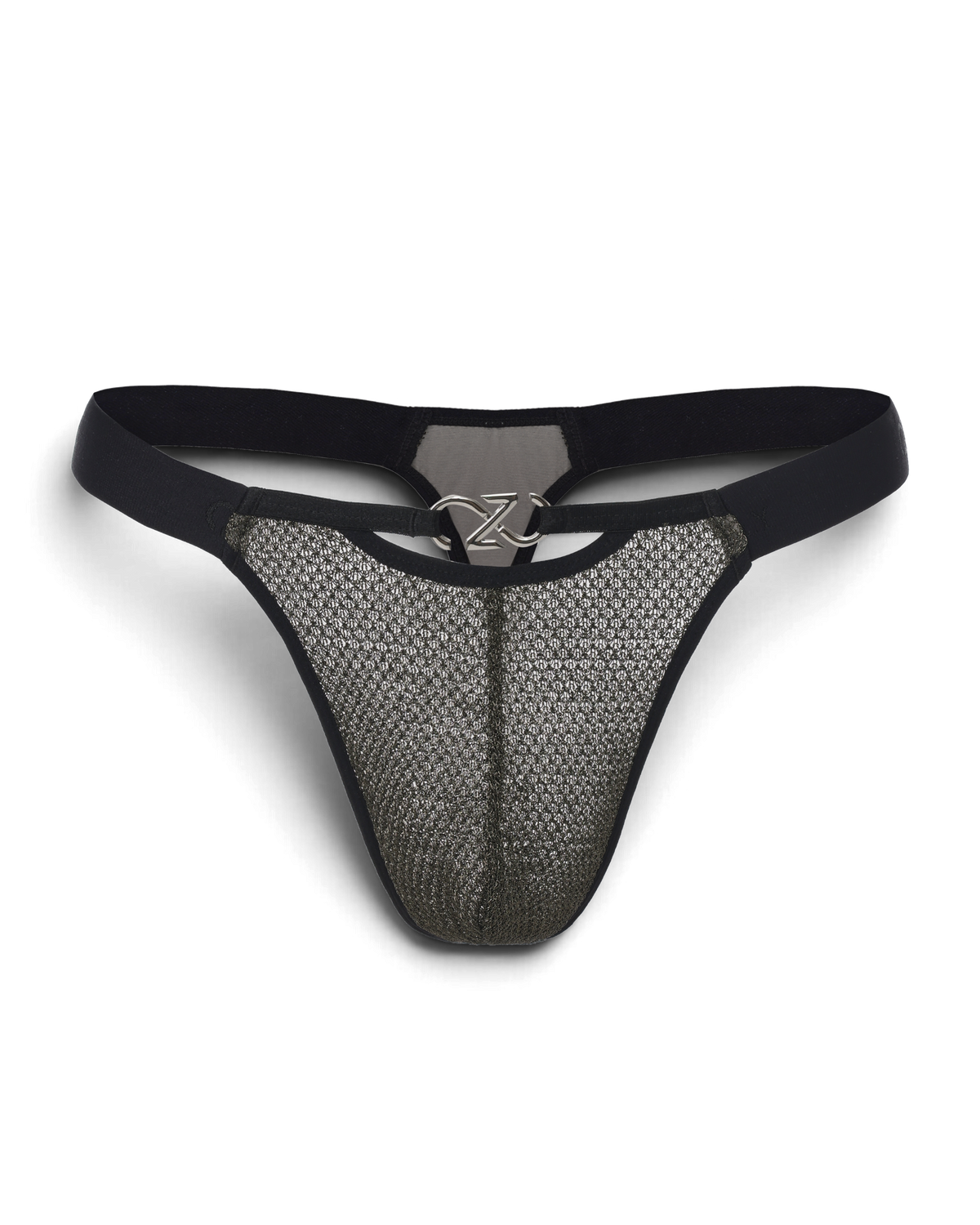 BSZN Metallic Pouch Logo Thong — Green front product view.