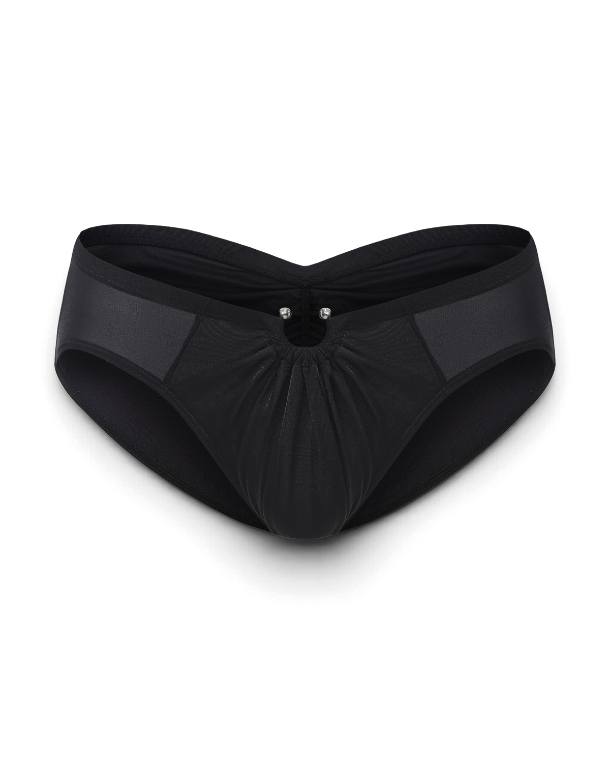 BSZN Shimmer Horseshoe Ring Brief — Black front product view.