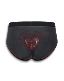 BSZN Spiderweb Heart Cutout Brief — Black embroidered heart back product view.
