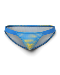 BSZN Gradient Dot Brief — Blue and yellow front product view.