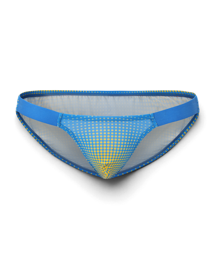 BSZN Gradient Dot Brief — Blue and yellow front product view.