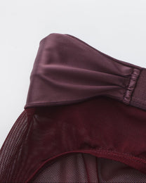 BSZN Satin Scarf Mesh Brief — Purple side tie attachment.