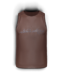 BSZN Crystal Sheer Tank Top — Brown front product view.