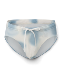 BSZN Dappled Print Swim Brief — Blue front product view with white drawstring.