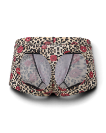 BSZN Wild Kiss Open-Back Trunk — Brown leopard twin rear cutouts product view.