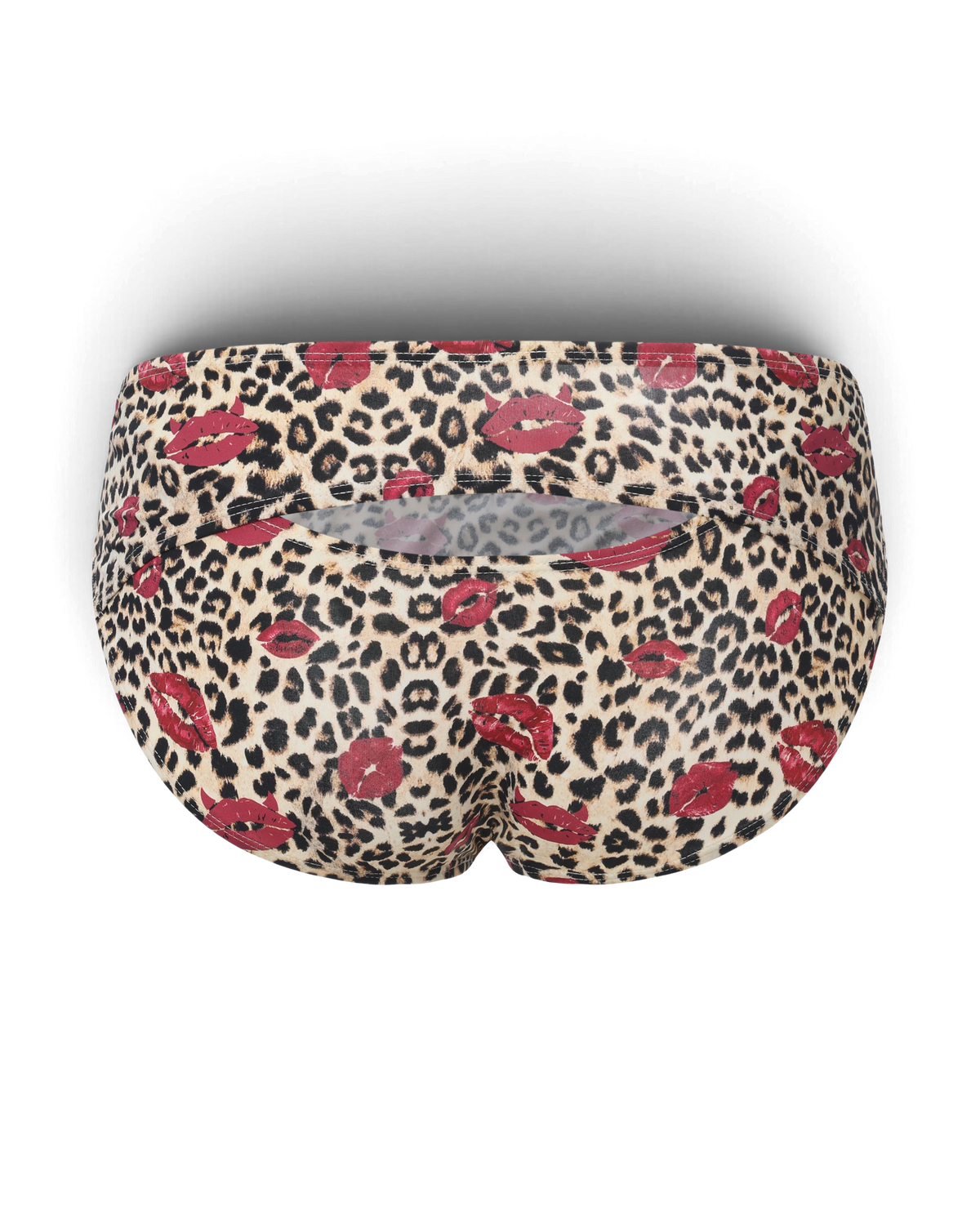 BSZN Wild Kiss Animal-Print Cutout Brief — Brown leopard back product view.