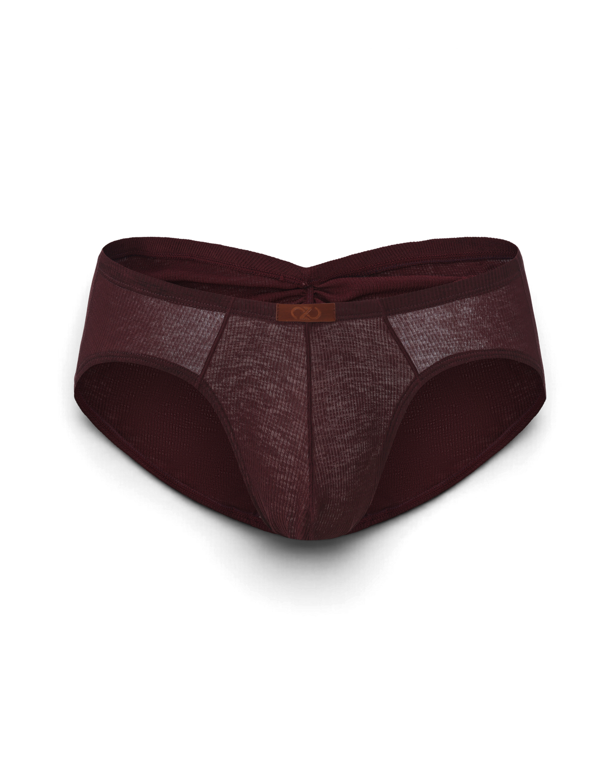BSZN Crystal Veil V-Sculpt Brief — Dark red front product view.