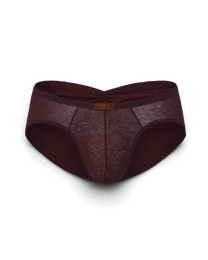 BSZN Crystal Veil V-Sculpt Brief — Dark red front product view.