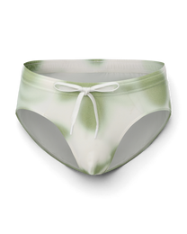 BSZN Dappled Print Swim Brief — Green front product view.