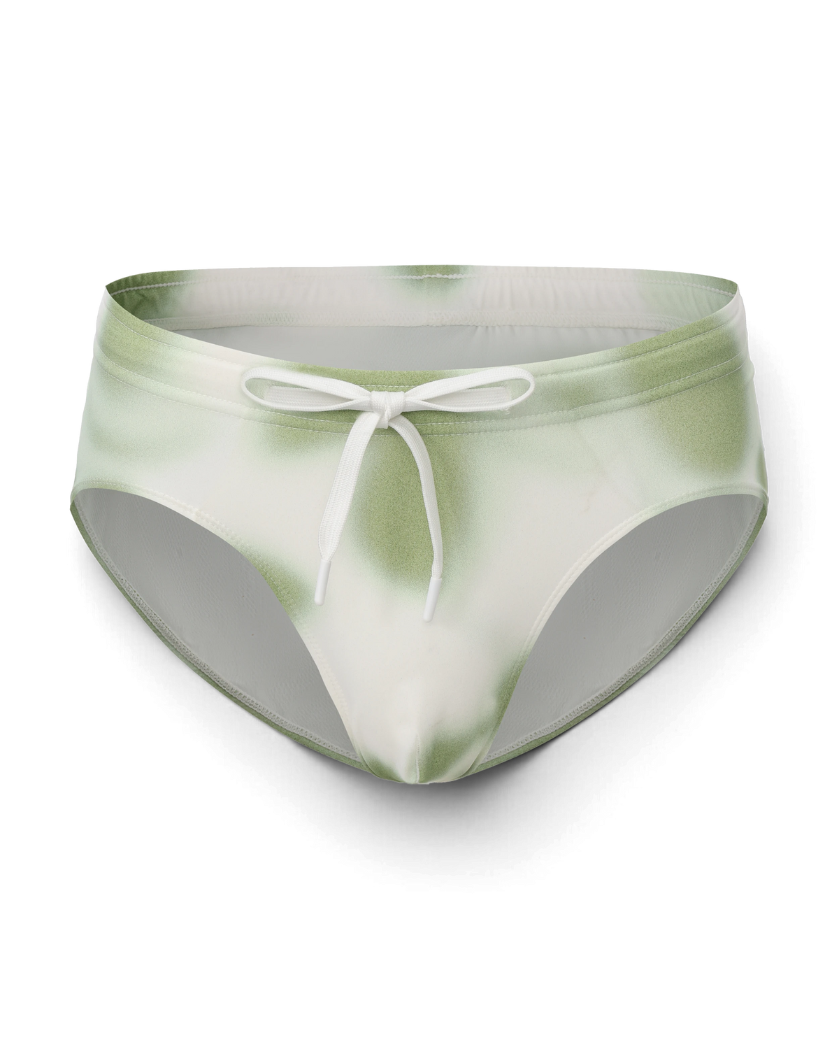 BSZN Dappled Print Swim Brief — Green front product view.