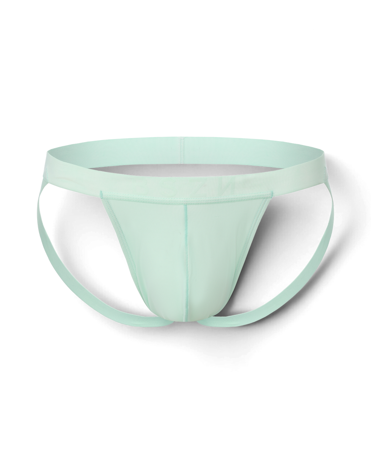 BSZN Wave Palette Double-Strap Jockstrap — Mint green front product view.