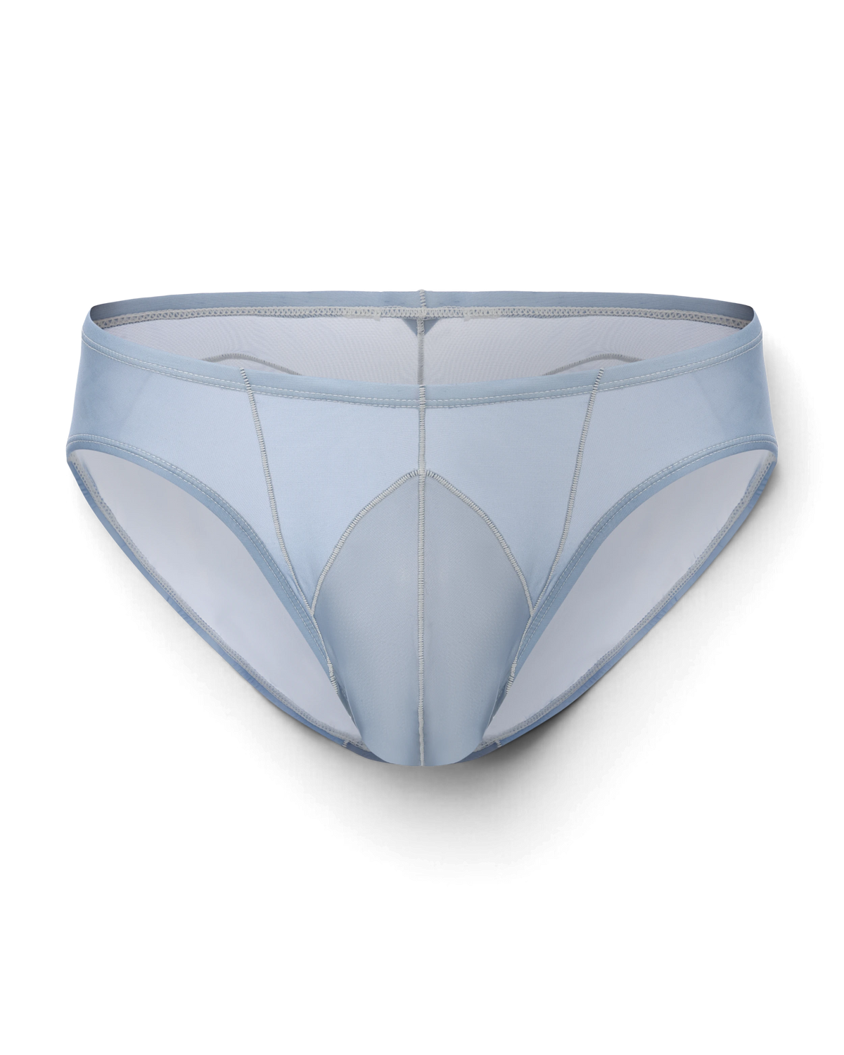 BSZN Sheer Contrast-Seam Brief — Blue front product view.