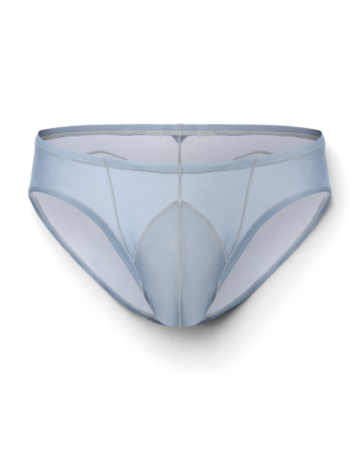 BSZN Sheer Contrast-Seam Brief — Blue front product view.