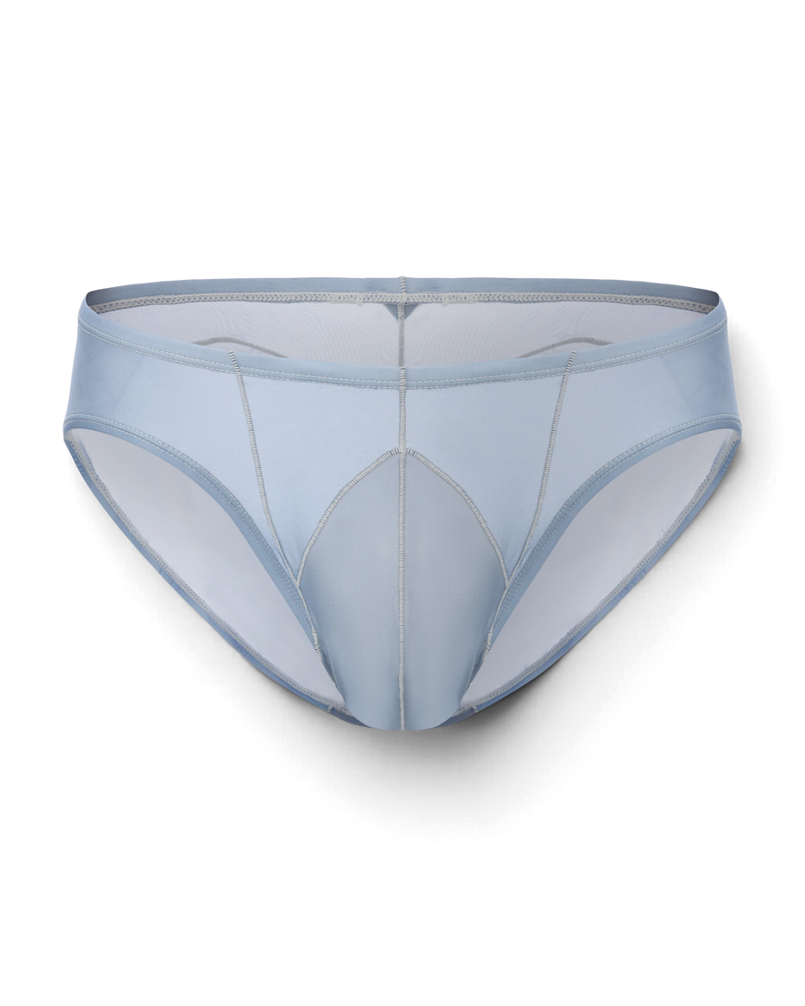 BSZN Sheer Contrast-Seam Brief — Blue front product view.
