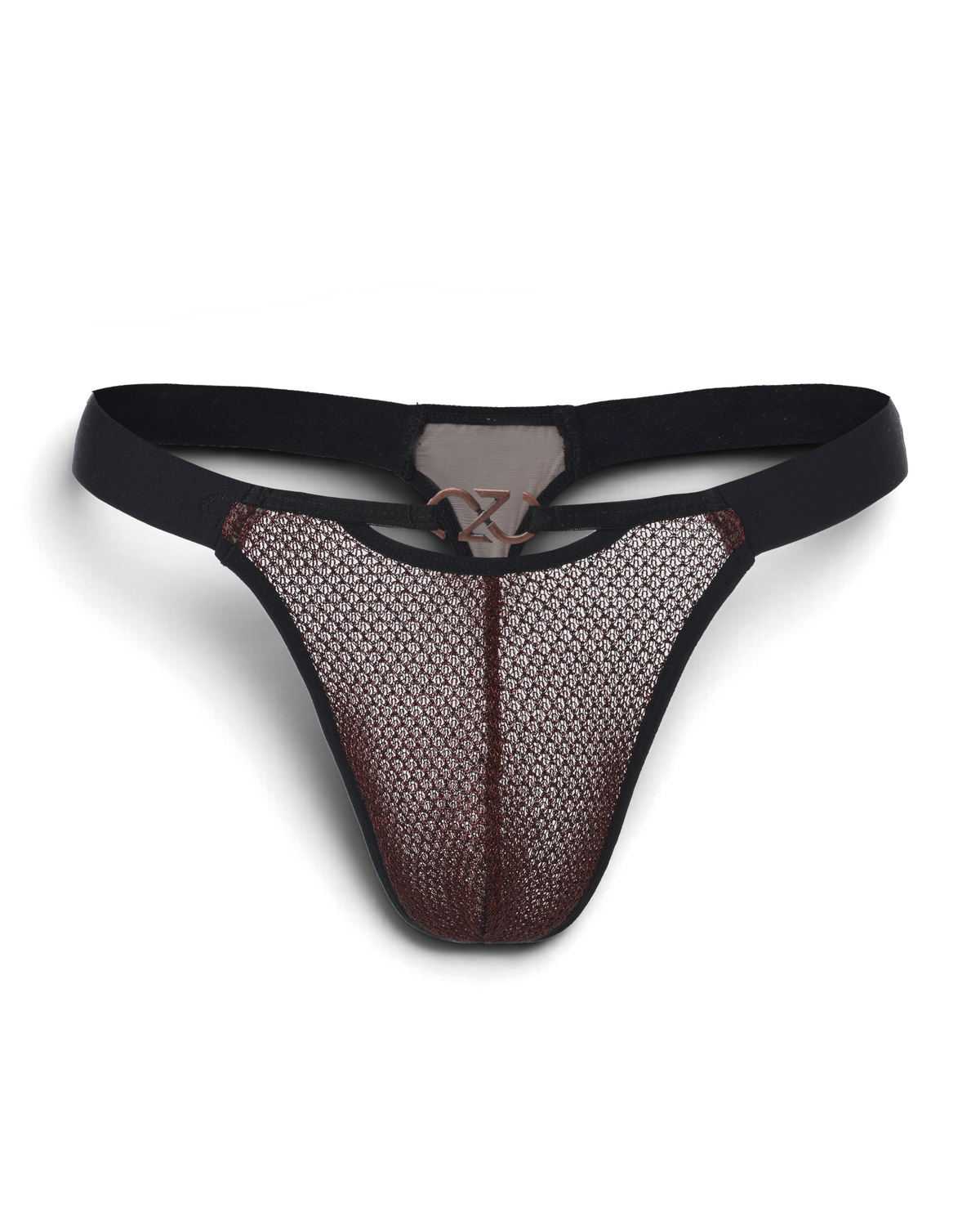 BSZN Metallic Pouch Logo Thong — Red metallic pouch front product view.