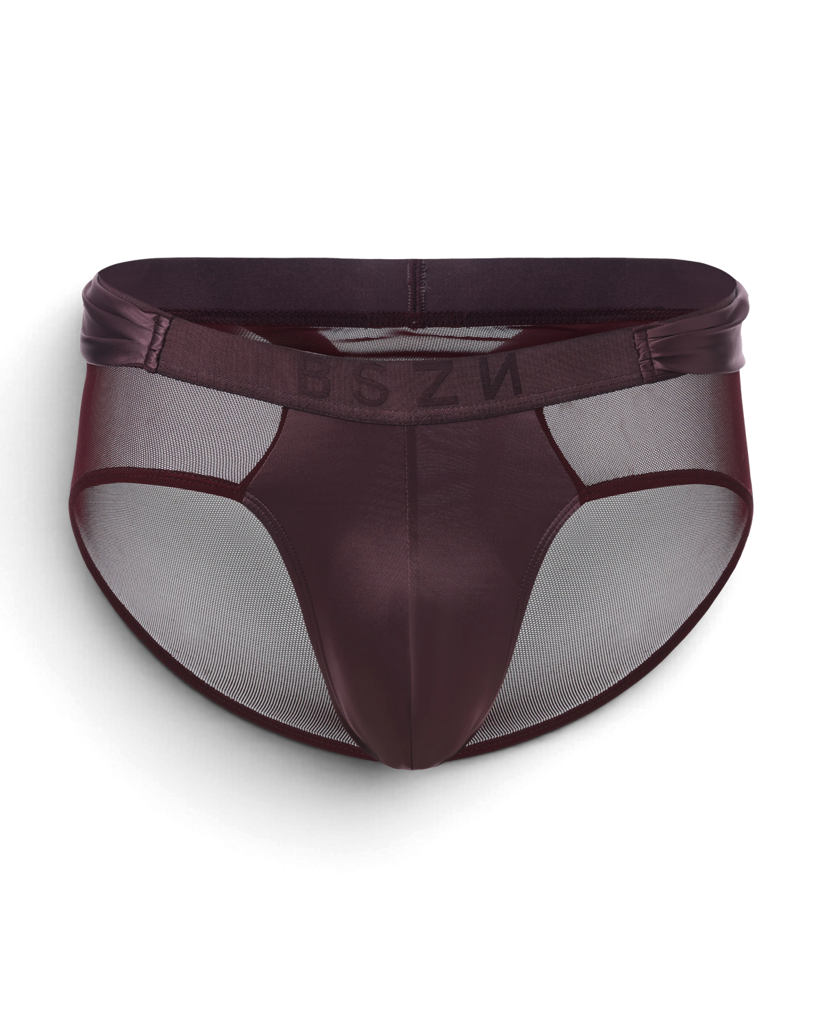 BSZN Satin Scarf Mesh Brief — Purple front product view.