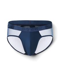 BSZN Satin Scarf Mesh Brief — Blue front product view.