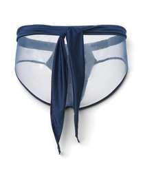 BSZN Satin Scarf Mesh Brief — Blue back with long scarf ties.