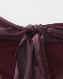 BSZN Satin Scarf Mesh Brief — Purple scarf knot detail.