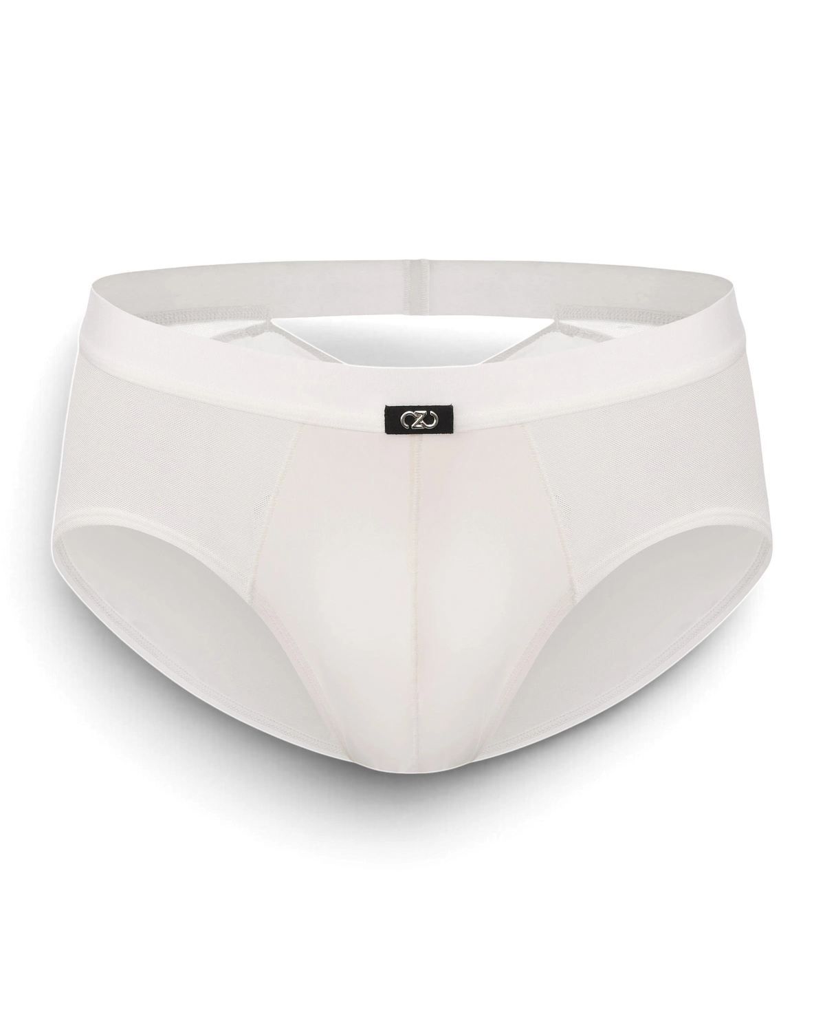 BSZN V-Cut Mesh Brief in Glacier Lilac, featuring semi-sheer mesh panels, a sculpted front, and a branded logo tag.