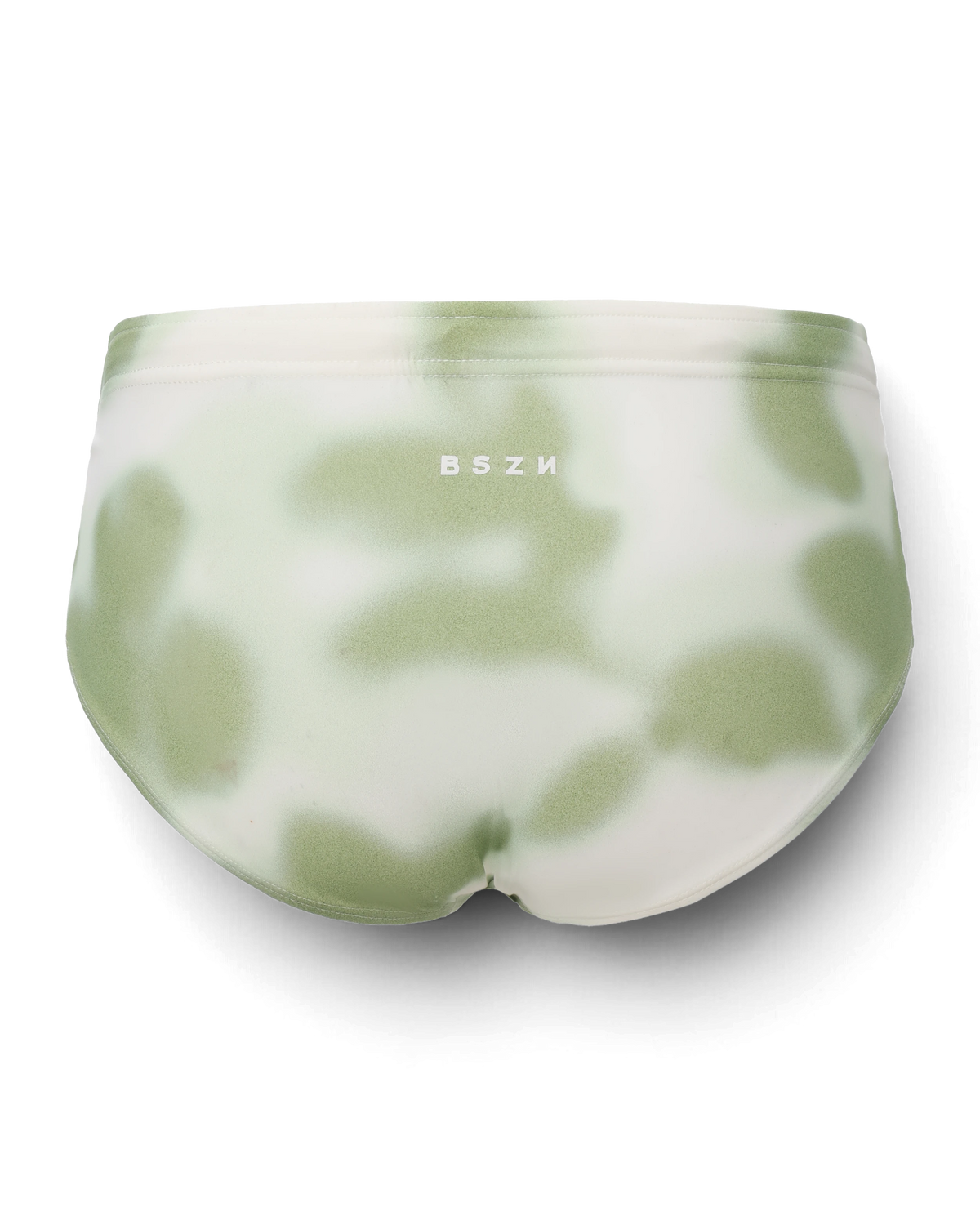 BSZN Dappled Print Swim Brief — Green back product view.
