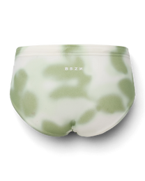 BSZN Dappled Print Swim Brief — Green back product view.