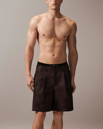 Reptile-Embossed Tailored Shorts