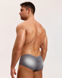 Sheer V-Waist Ruched-Back Brief