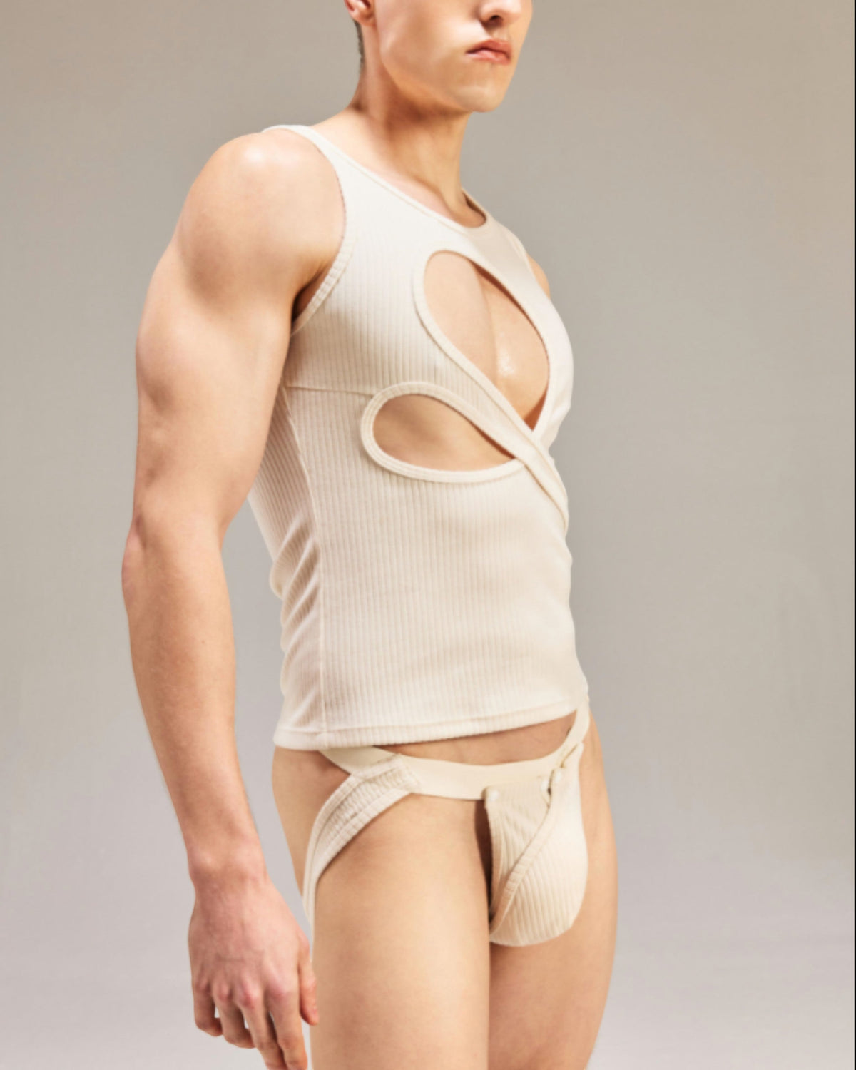 Strapped Cutout Ribbed Jockstrap