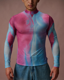 Body Print Sheer Mesh Long Sleeve Top - product view 11