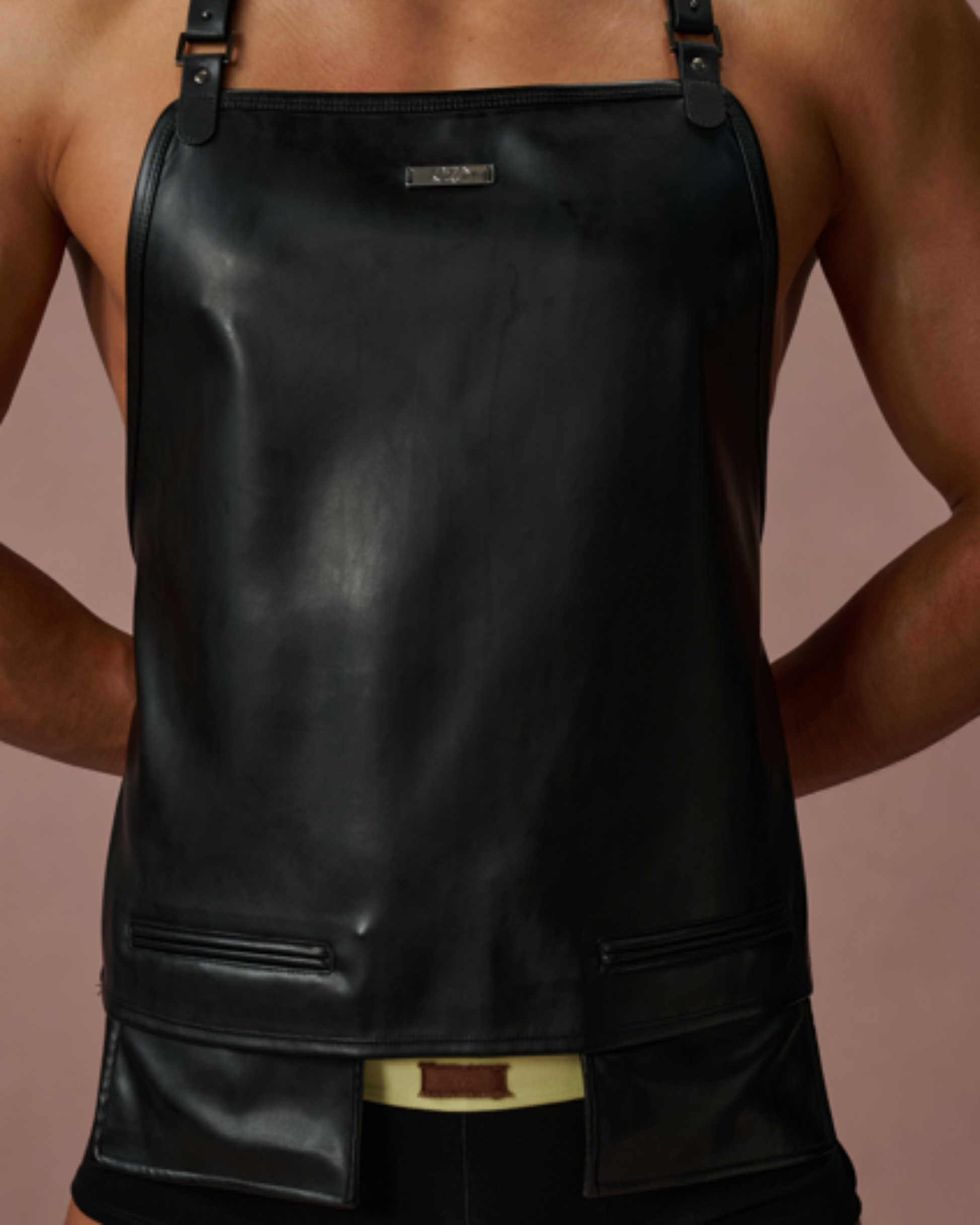 Cut-Chest Leather-Look Apron, alternate product view 5