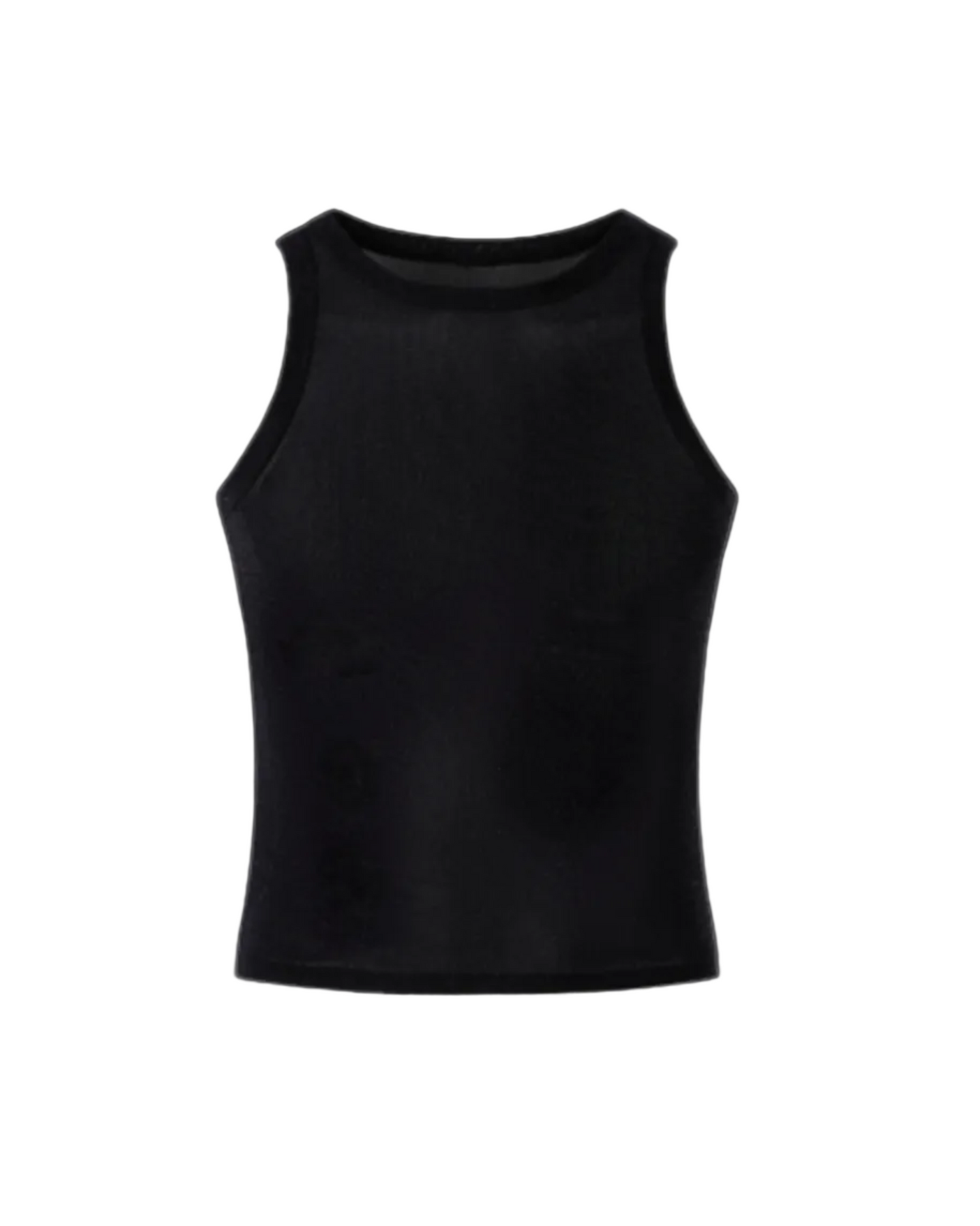 Metallic Mesh Second-Skin Tank with silver mesh sheen