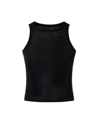 Metallic Mesh Second-Skin Tank with silver mesh sheen